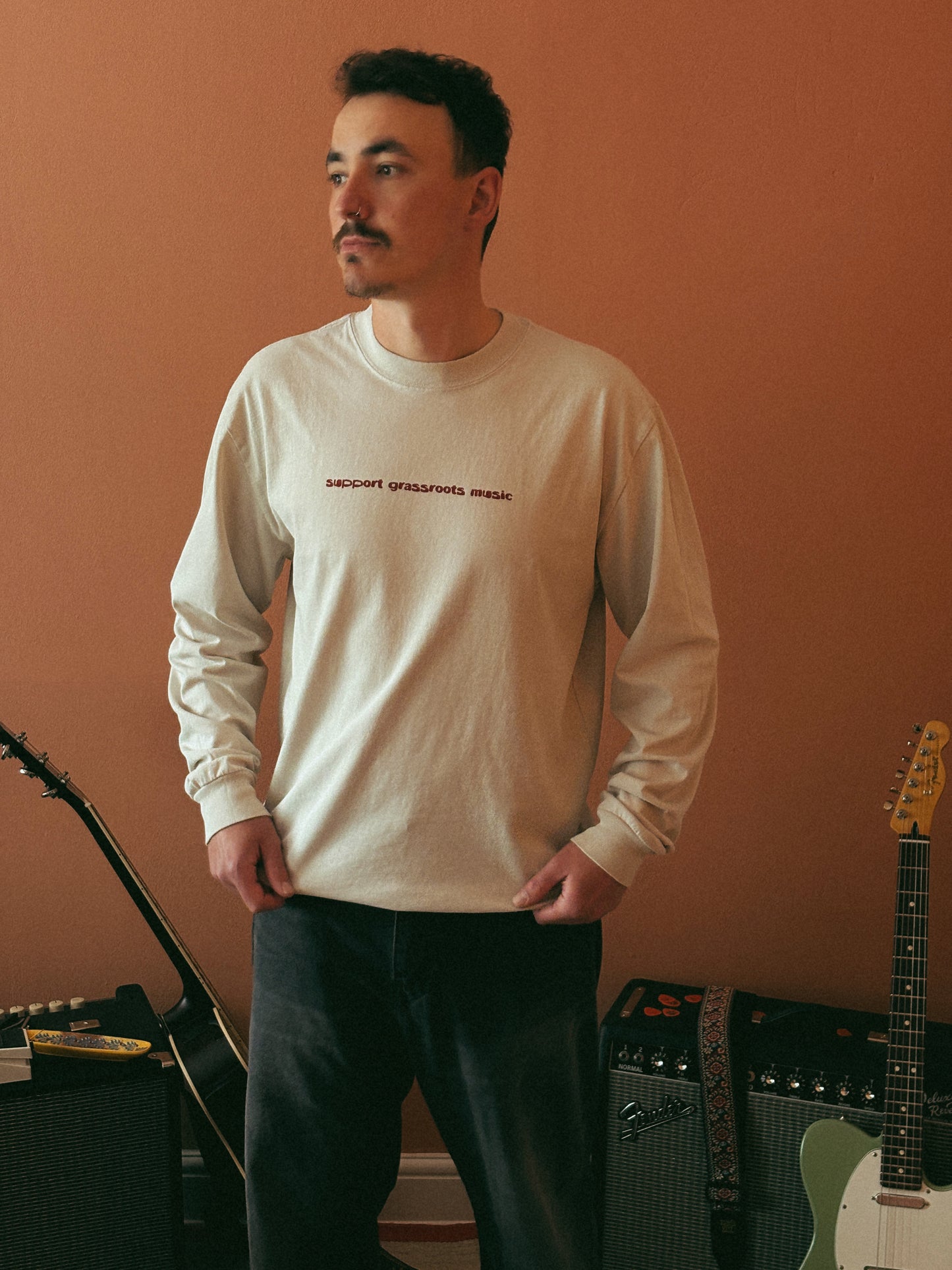 SUPPORT GRASSROOTS MUSIC JESTER LONGSLEEVE TEE