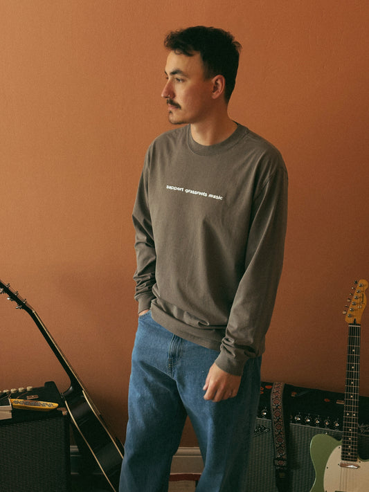 SUPPORT GRASSROOTS MUSIC JESTER LONGSLEEVE TEE